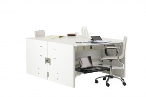ConverTable desk's back-to-back both converted to tables to create a large surface area