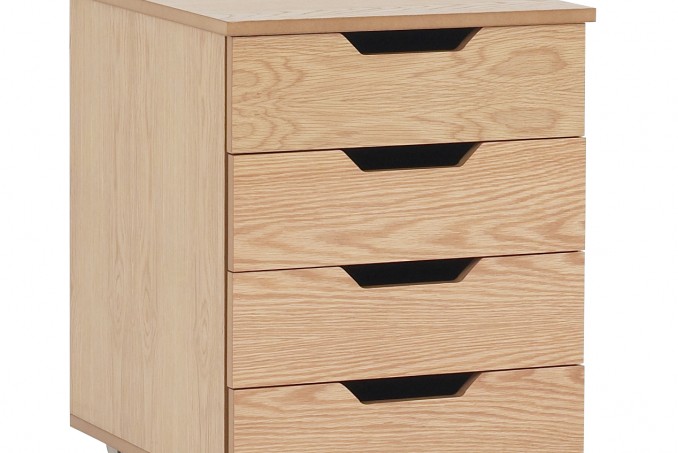 4 drawer mobile cabinet in Light Oak