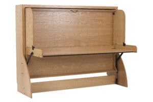 Foldable wooden study bed with workspace, ideal for compact rooms and student apartments, featuring adjustable desk, sturdy design, and space-saving functionality.