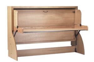 High-quality wooden study bed with foldable desk for compact student rooms and versatile study space.