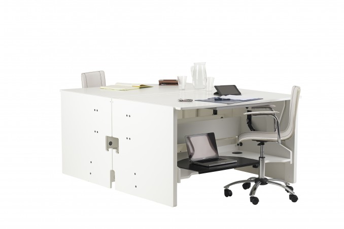 ConverTable Desks back-to-back both converted to tables to create a large surface area