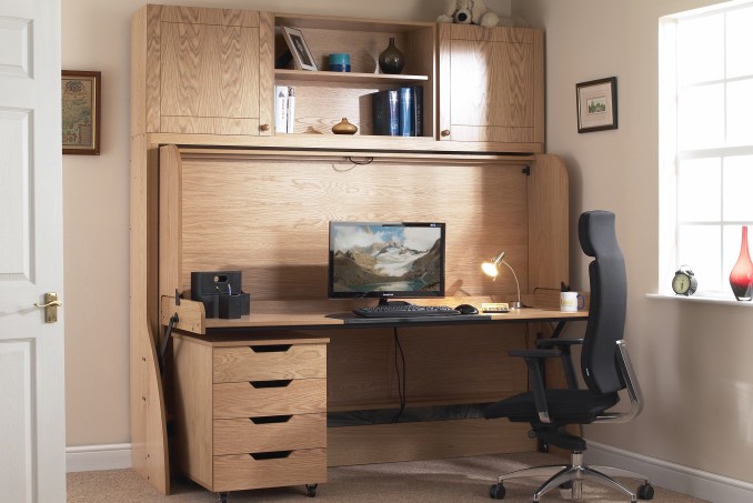 Small Double with Top Box and filing cabinet in Light Oak