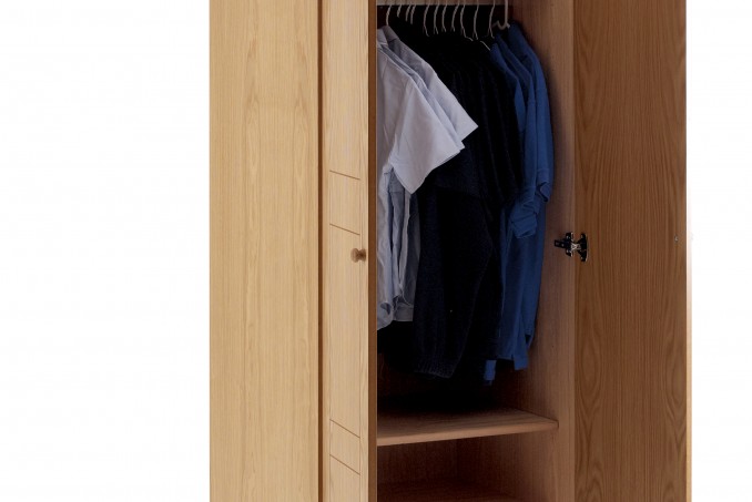 Wardrobe in Light Oak with hanging and shelving