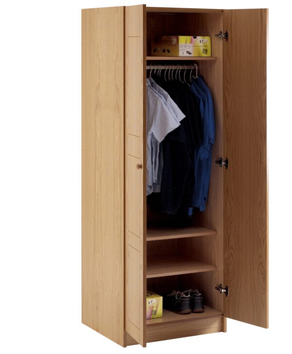 Wardrobe in Light Oak with hanging and shelving