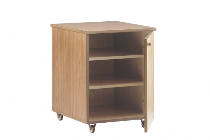 Under Desk Cupboard with adjustable shelves in Light Oak